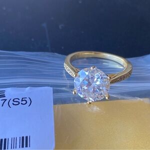 Elegant Gold Ring with Clear Stone-18K plated Gold.